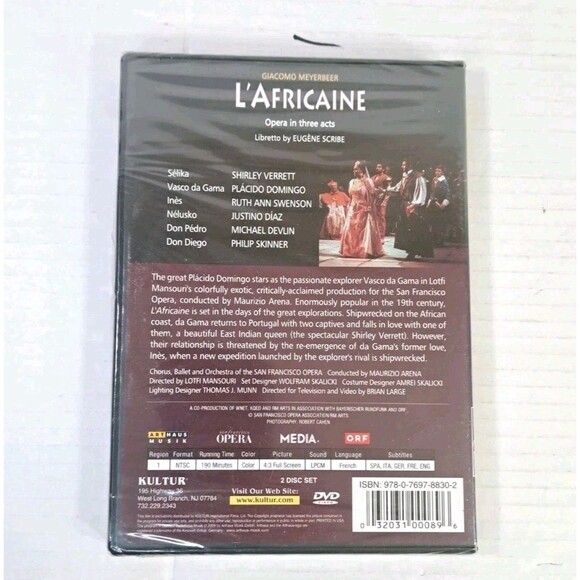Meyerbeer: L'Africaine DVD 2-Disc SF Opera Maurizio Arena New Opera Classic - Picture 2 of 2